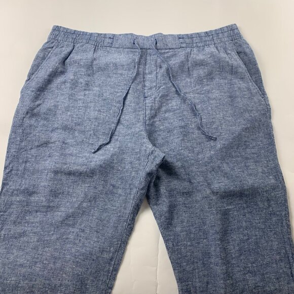 Old Navy Blue Chambray Linen Blend Tapered Straight Leg Pant XL - Picture 2 of 7